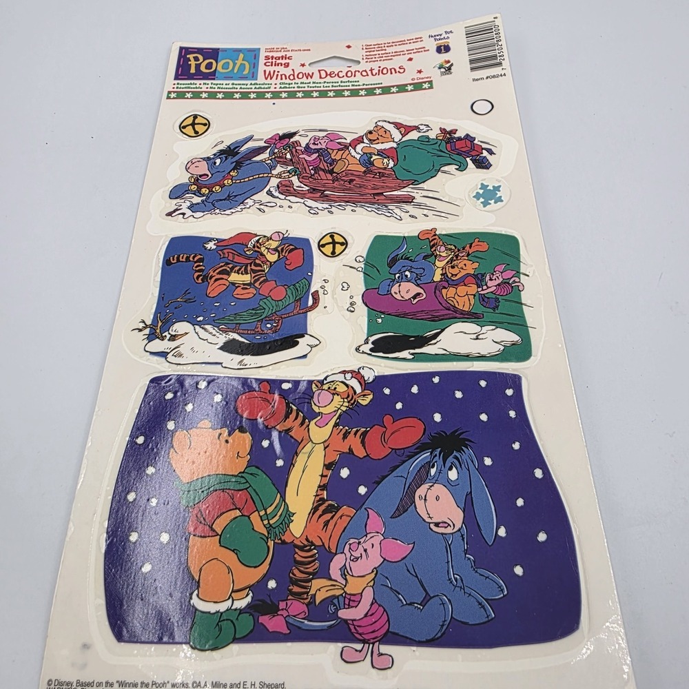 VTG‎ 90's Winnie the Pooh Window Decorations Static Cling  Disney 08244-2